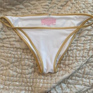 Victoria's Secret White Bikini Bottom with Gold Trim Accent